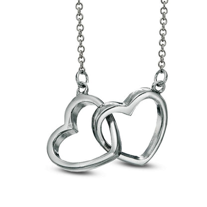 Interlocking Hearts Necklace in Sterling Silver - 16"