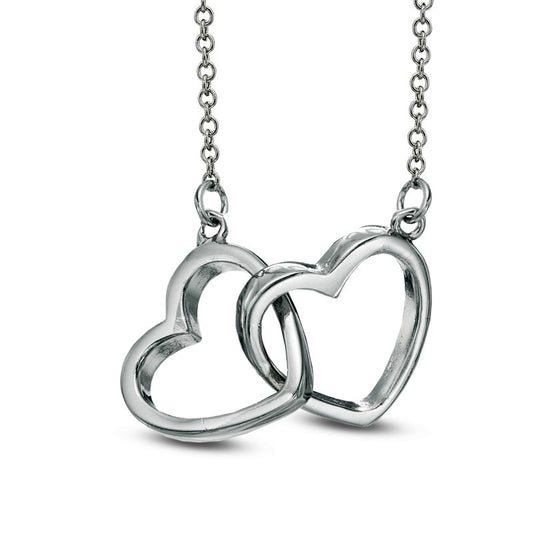 Interlocking Hearts Necklace in Sterling Silver - 16"