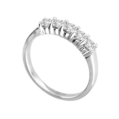 0.63 CT. T.W. Natural Diamond Five Stone Wedding Band in Solid 14K White Gold