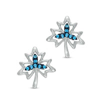 0.07 CT. T.W. Enhanced Blue Diamond Maple Leaf Earrings in Sterling Silver