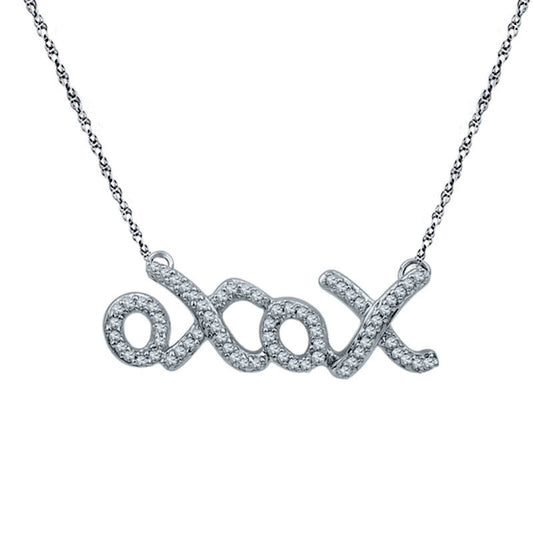 0.2 CT. T.W. Natural Diamond "XOXO" Necklace in Sterling Silver
