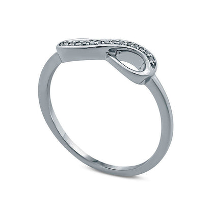 Princess-Cut Natural Diamond Accent Infinity Ring in Solid 10K White Gold