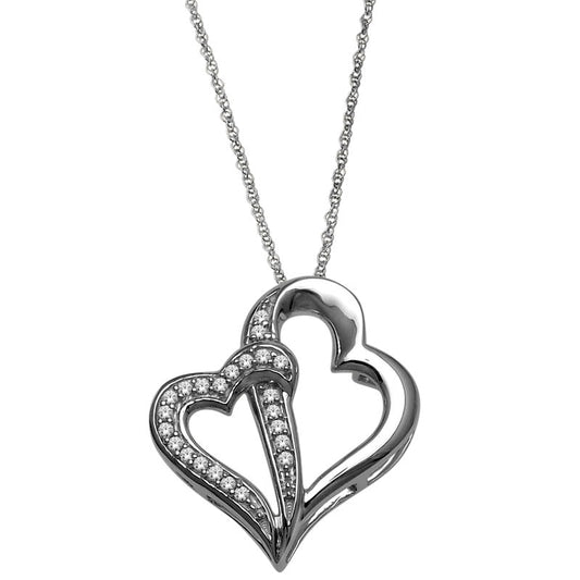 0.05 CT. T.W. Natural Diamond Double Heart Pendant in Sterling Silver
