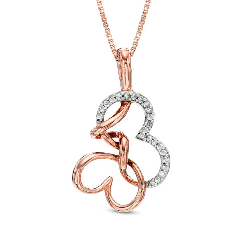 Natural Diamond Accent Abstract Butterfly Pendant in Sterling Silver and 14K Rose Gold Plate