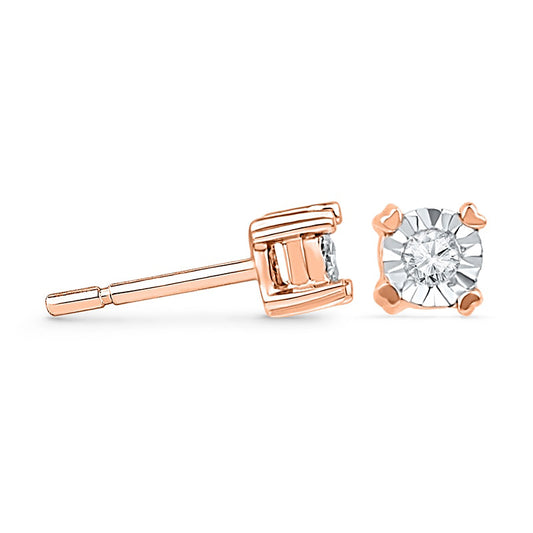 0.05 CT. T.W. Diamond Accent Solitaire Stud Earrings in 10K Rose Gold