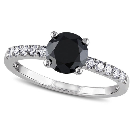 1.25 CT. T.W. Enhanced Black and White Natural Diamond Engagement Ring in Solid 14K White Gold