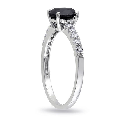 1.25 CT. T.W. Enhanced Black and White Natural Diamond Engagement Ring in Solid 14K White Gold