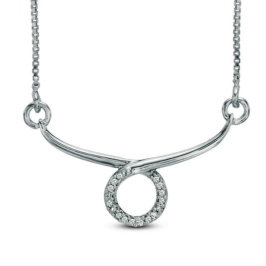 Natural Diamond Accent Abstract Taurus Zodiac Sign Necklace in Sterling Silver