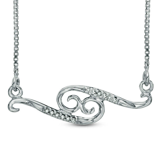 Natural Diamond Accent Abstract Cancer Zodiac Sign Necklace in Sterling Silver