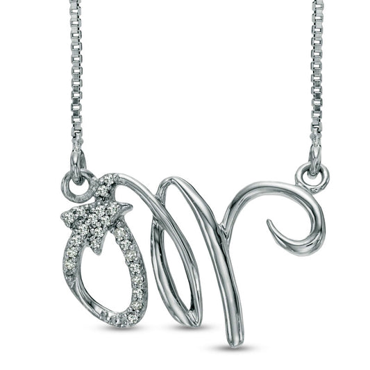 Natural Diamond Accent Abstract Scorpio Zodiac Sign Necklace in Sterling Silver