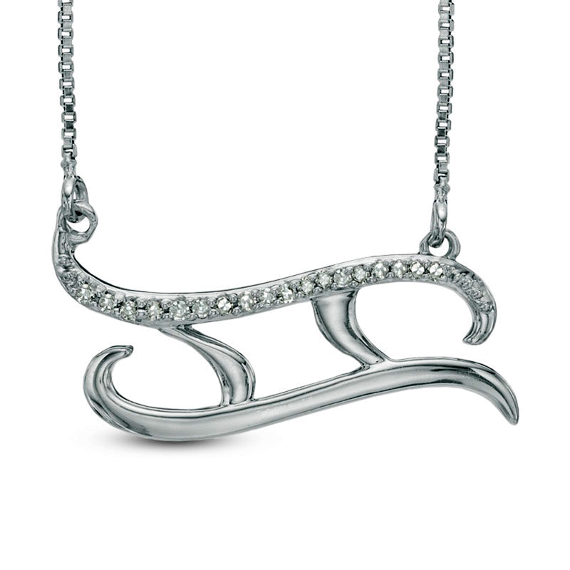 Natural Diamond Accent Abstract Gemini Zodiac Sign Necklace in Sterling Silver