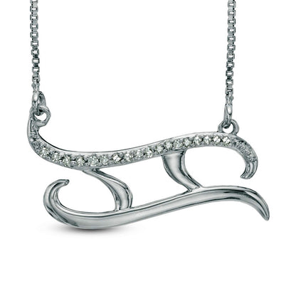 Natural Diamond Accent Abstract Gemini Zodiac Sign Necklace in Sterling Silver