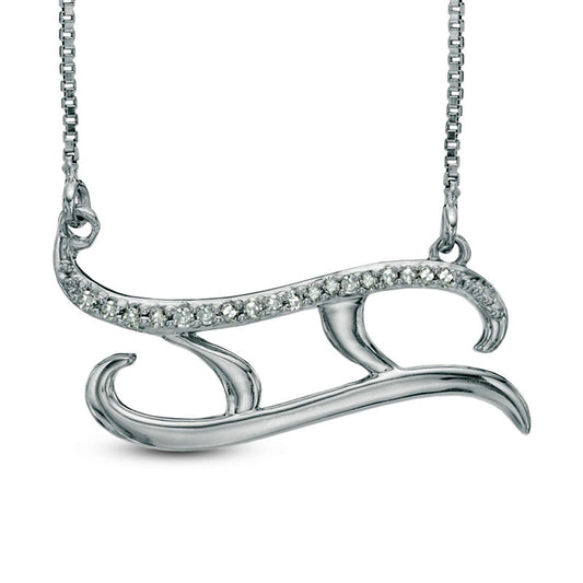 Natural Diamond Accent Abstract Gemini Zodiac Sign Necklace in Sterling Silver