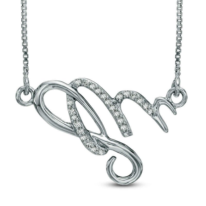 Natural Diamond Accent Abstract Virgo Zodiac Sign Necklace in Sterling Silver