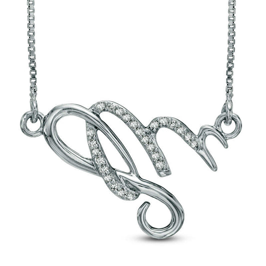 Natural Diamond Accent Abstract Virgo Zodiac Sign Necklace in Sterling Silver