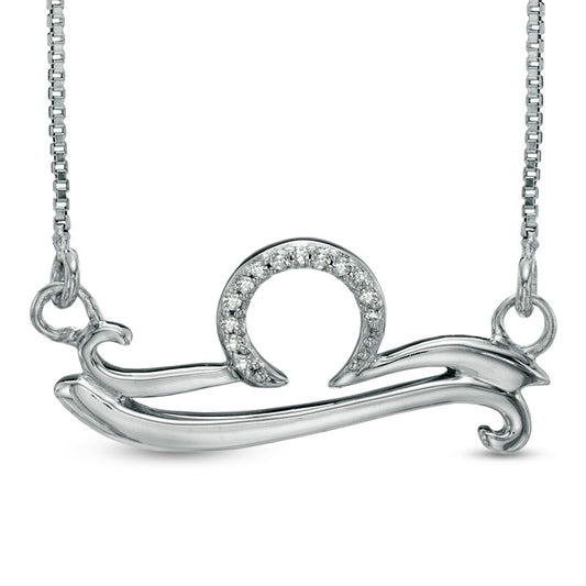 Natural Diamond Accent Abstract Libra Zodiac Sign Necklace in Sterling Silver