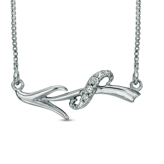 Natural Diamond Accent Abstract Sagittarius Zodiac Sign Necklace in Sterling Silver