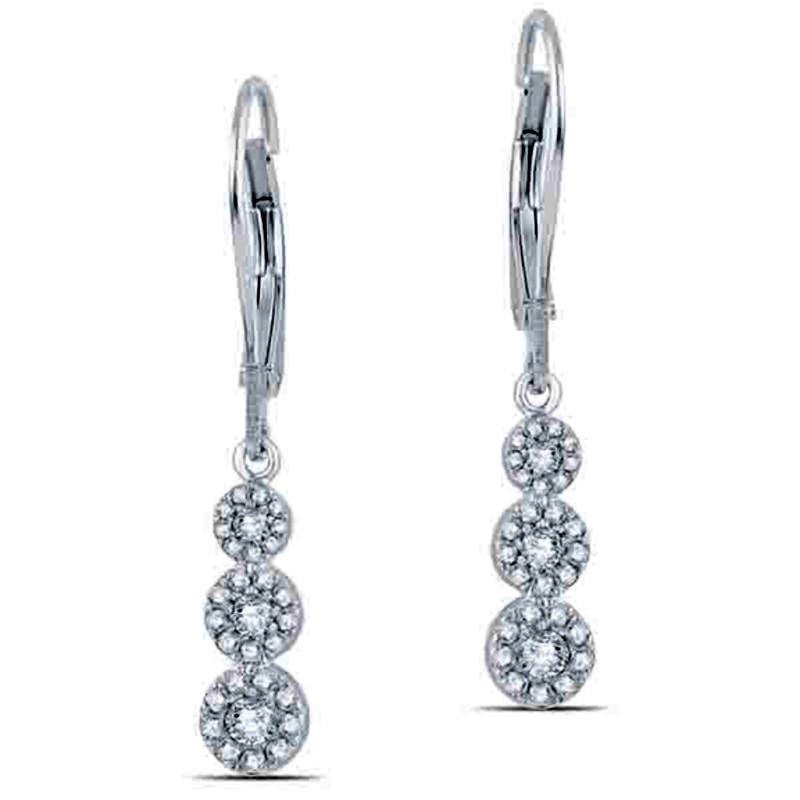 0.5 CT. T.W. Diamond Three Stone Cluster Drop Earrings in 14K White Gold