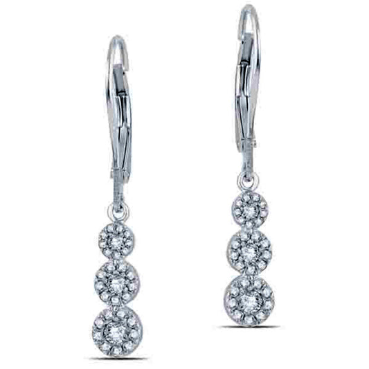 0.5 CT. T.W. Diamond Three Stone Cluster Drop Earrings in 14K White Gold