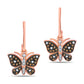0.25 CT. T.W. Champagne and White Diamond Butterfly Drop Earrings in 10K Rose Gold