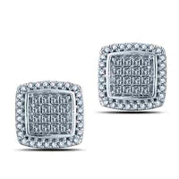 0.38 CT. T.W. Princess-Cut Diamond Square Frame Stud Earrings in Sterling Silver