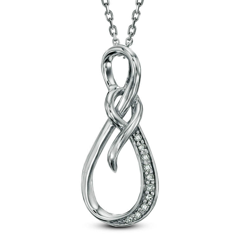 Natural Diamond Accent Infinity Pendant in Sterling Silver