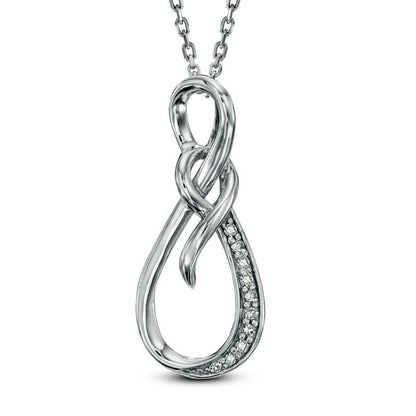Natural Diamond Accent Infinity Pendant in Sterling Silver