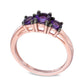 Amethyst Three Stone Ring in Solid 10K Rose Gold