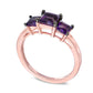 Princess-Cut Amethyst Three Stone Ring in Solid 10K Rose Gold
