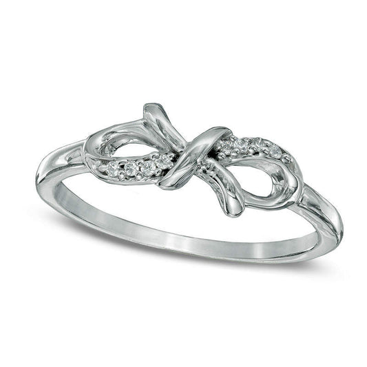 Natural Diamond Accent Sideways Cross Midi Ring in Sterling Silver