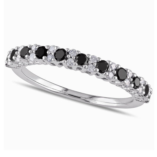 0.50 CT. T.W. Enhanced Black and White Natural Diamond Anniversary Band in Sterling Silver