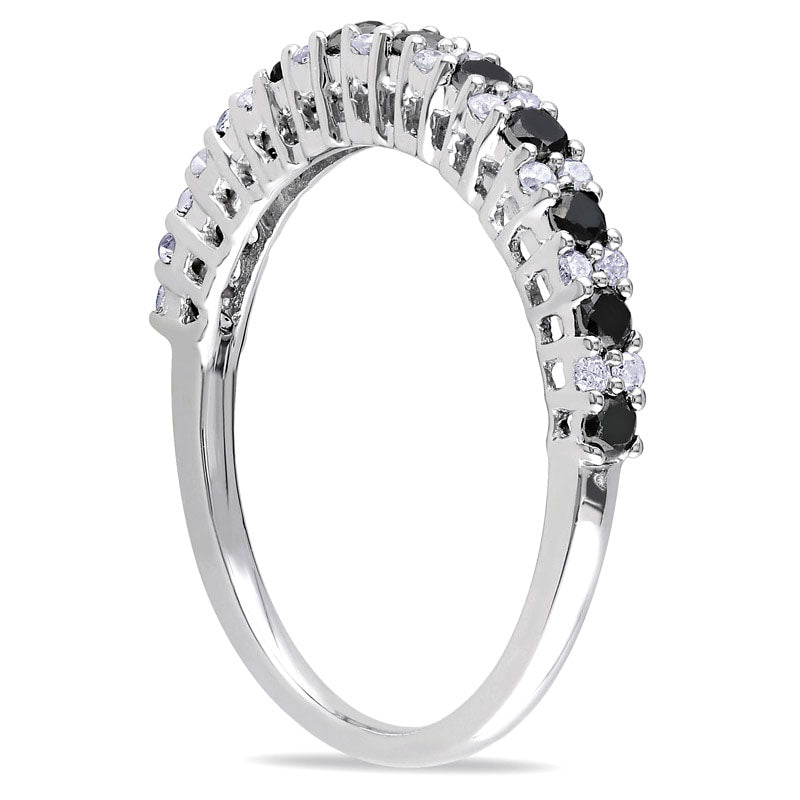 0.50 CT. T.W. Enhanced Black and White Natural Diamond Anniversary Band in Sterling Silver