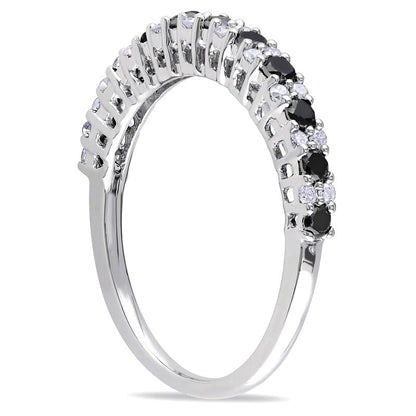 0.50 CT. T.W. Enhanced Black and White Natural Diamond Anniversary Band in Sterling Silver