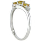 Citrine and Natural Diamond Accent Three Stone Ring in Solid 10K White Gold