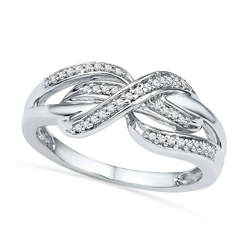 0.17 CT. T.W. Natural Diamond Layered Criss-Cross Ring in Sterling Silver