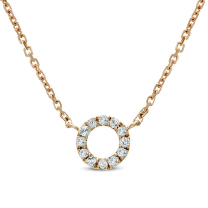 Natural Diamond Accent Dainty Circle Necklace in 10K Yellow Gold