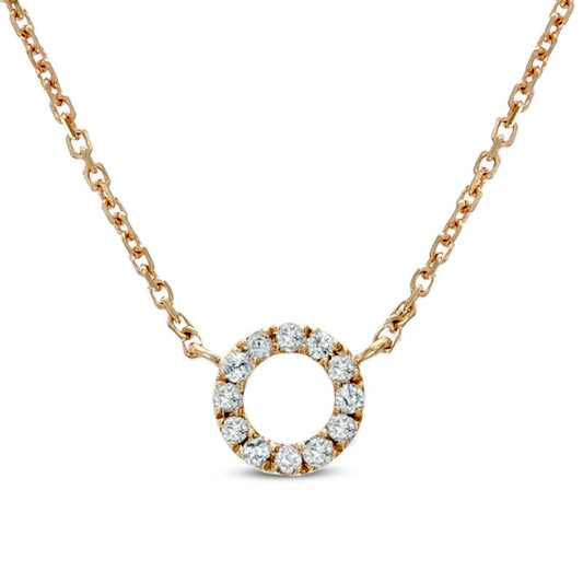 Natural Diamond Accent Dainty Circle Necklace in 10K Yellow Gold