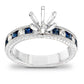 Princess-Cut Blue Sapphire and 0.50 CT. T.W. Natural Diamond Semi-Mount Bridal Engagement Ring Set in Solid 14K White Gold