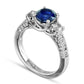 6.5mm Blue Sapphire and 0.50 CT. T.W. Natural Diamond Engagement Three Stone Ring in Solid 14K White Gold