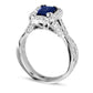 Your Stone Your Story ™ Emerald-Cut Blue Sapphire and 0.75 CT. T.W. Natural Diamond Frame Twist Ring in Solid 14K White Gold