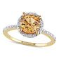 7.0mm Citrine and Natural Diamond Accent Frame Ring in Solid 10K Yellow Gold