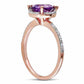 7.0mm Amethyst and Natural Diamond Accent Engagement Ring in Solid 10K Rose Gold