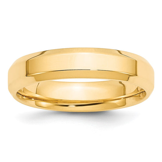 Solid 10K Yellow Gold 5mm Bevel Edge Comfort Fit Men's/Women's Wedding Band Ring Size 7