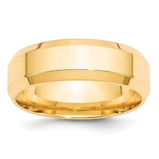 Solid 10K Yellow Gold 7mm Bevel Edge Comfort Fit Men's/Women's Wedding Band Ring Size 11.5