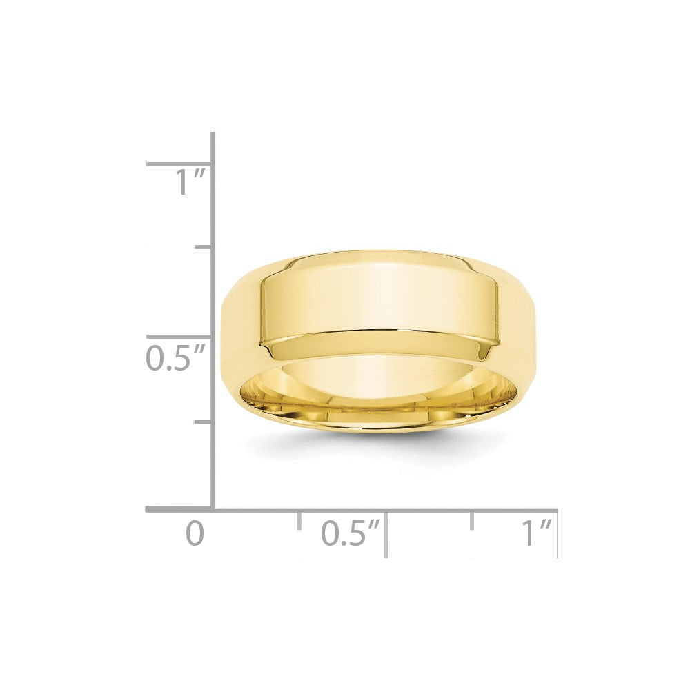 Solid 10K Yellow Gold 8mm Bevel Edge Comfort Fit Men's/Women's Wedding Band Ring Size 8.5
