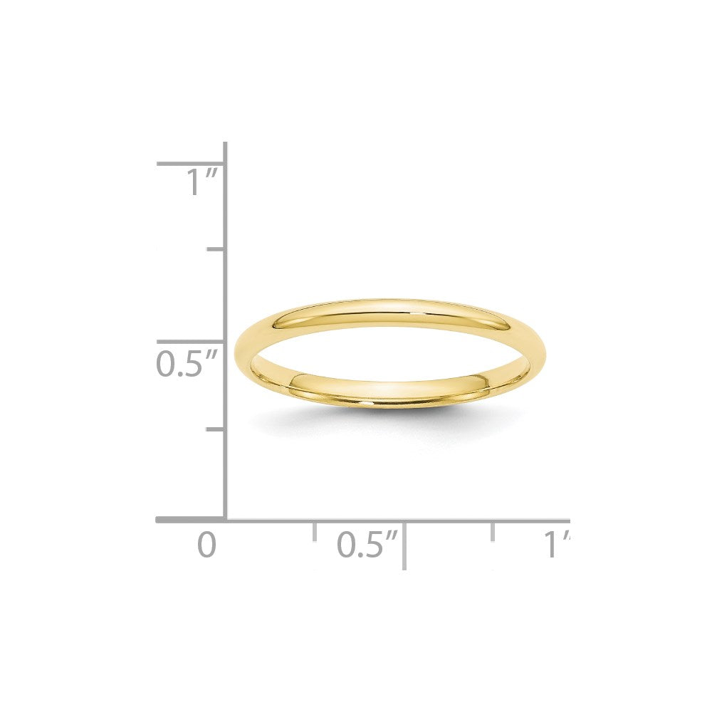 Solid 10K Yellow Gold 2mm Light Weight Comfort Fit Men's/Women's Wedding Band Ring Size 7.5