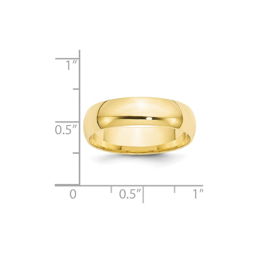 Solid 10K Yellow Gold 6mm Light Weight Comfort Fit Men's/Women's Wedding Band Ring Size 10