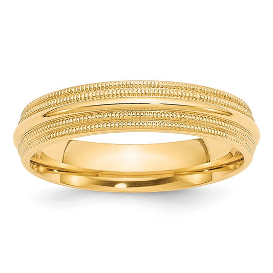 Solid 10K Yellow Gold 5mm Double Milgrain Comfort Fit Men's/Women's Wedding Band Ring Size 5
