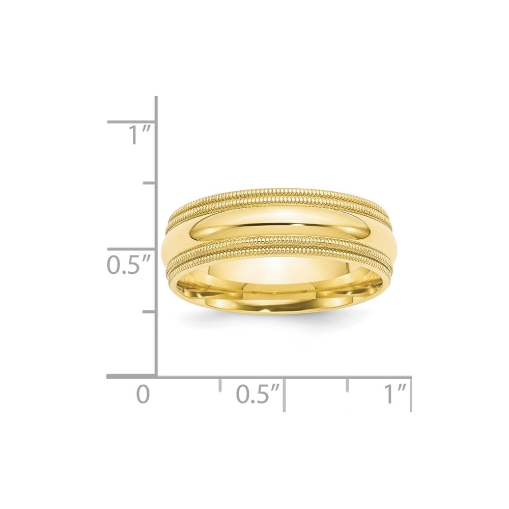 Solid 10K Yellow Gold 7mm Double Milgrain Comfort Fit Men's/Women's Wedding Band Ring Size 5.5