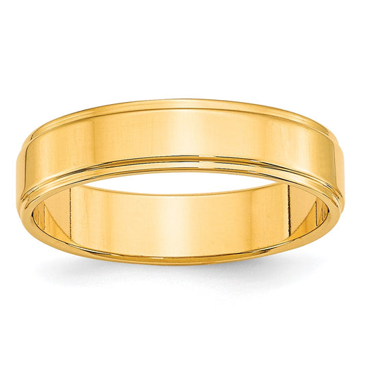 Solid 10K Yellow Gold 5mm Flat with Step Edge Men's/Women's Wedding Band Ring Size 6